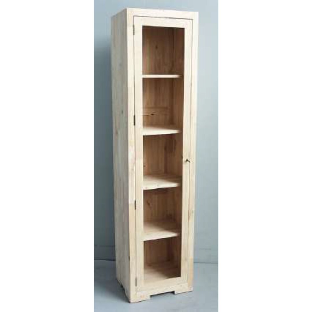 MD8416 Glass Door Column Cabinet, Solid Wood Glass Display Cabinet