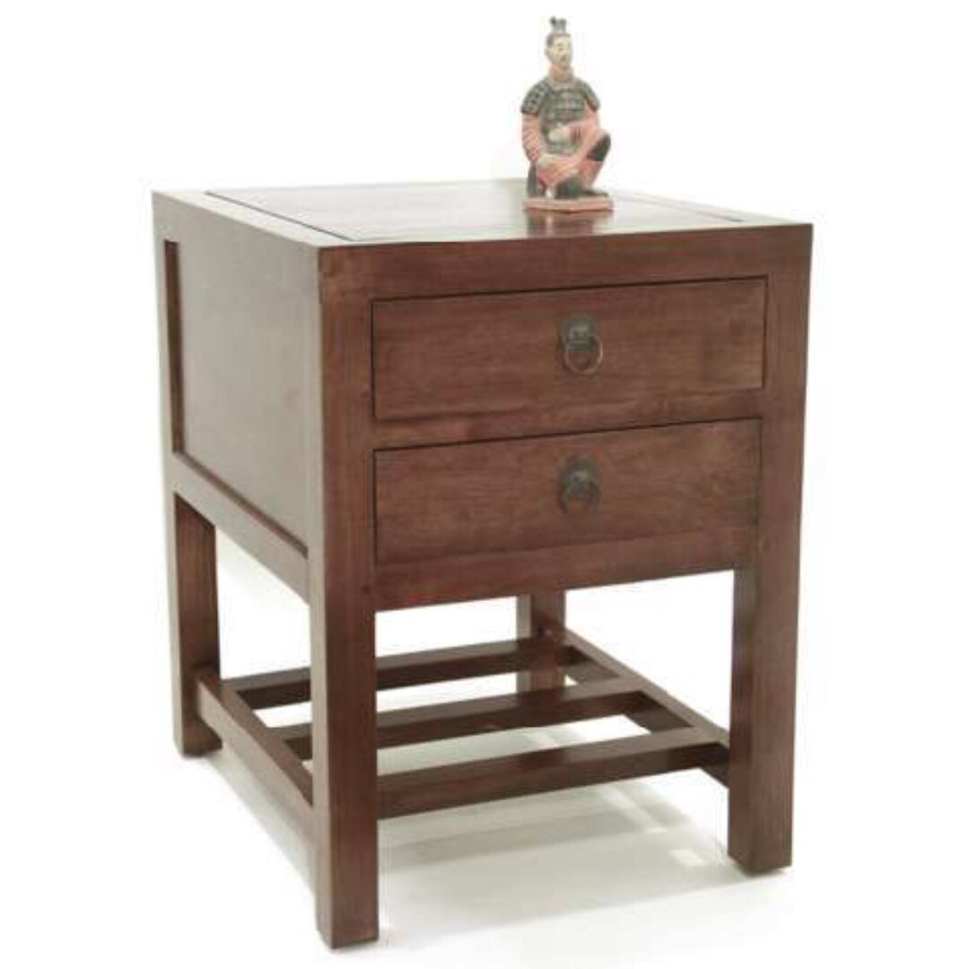 MD8423 Wooden Sofa Corner Table with 2 Drawers, Solid wood sofa corner table with 2 drawers