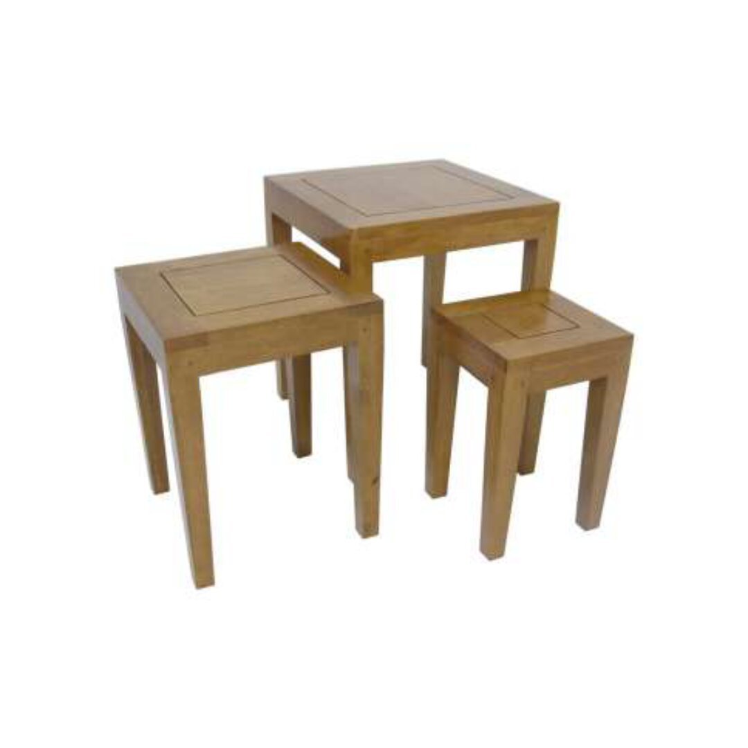 MD8431 Nest of Tables, Set of 3 Solid Wood Side Tables with Stackable Design for Space Saving