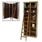 MD8448 Bookcase with Ladder, Solid wood bookcase with ladder, 2.4 meters high