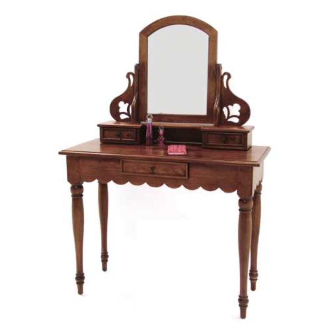 MD8467 Dressing Desk with Mirror, Solid wood dressing table with mirror and drawers