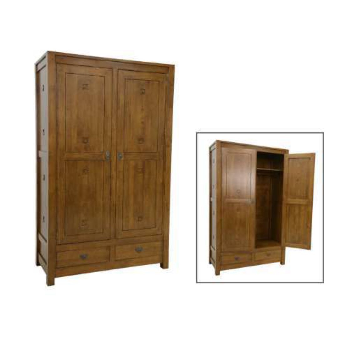 MD8474 Wardrobe 2 Doors 2 Drawers, Solid Wood Wardrobe, Tahoma Design