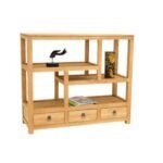 MD8491 Shelf 3 Drawers, Modern design solid wood shelf with 3 drawers for neat storage