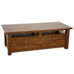 MD8502 Wooden Low Table Double Side, Solid wood coffee table with two sides and 3 drawers