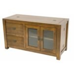 MD8512 Low Cupboard, Low, solid wood storage cabinet with 2 doors and 2 drawers