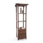 MD8518 Wooden Column Shelf, Tall solid wood shelf with 2 drawers