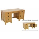 MD8532 Wooden Working Desk, Solid wood working desk with 5 drawers and 1 door
