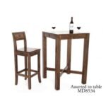 MD8534 Wooden Bar Table, A tall, square-shaped bar table made of solid wood