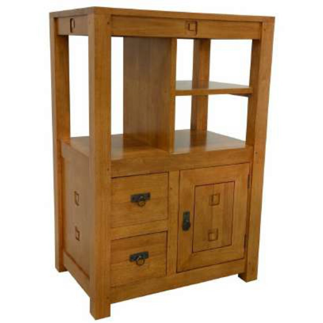 MD8546 Wooden Bookshelf, Solid wood bookshelf with 2 drawers and 1 door