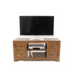 MD8572 TV Cabinet, 125 cm Real Wood TV Stand with 4 Drawers