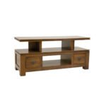 MD8573 TV Cabinet, 125 cm Real Wood TV Stand with 2 Drawers, Elegant Hongkong Design