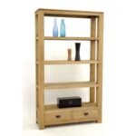 MD8580 Bookshelf, Real Wood Bookshelf with 2 Drawers, Hongkong Design