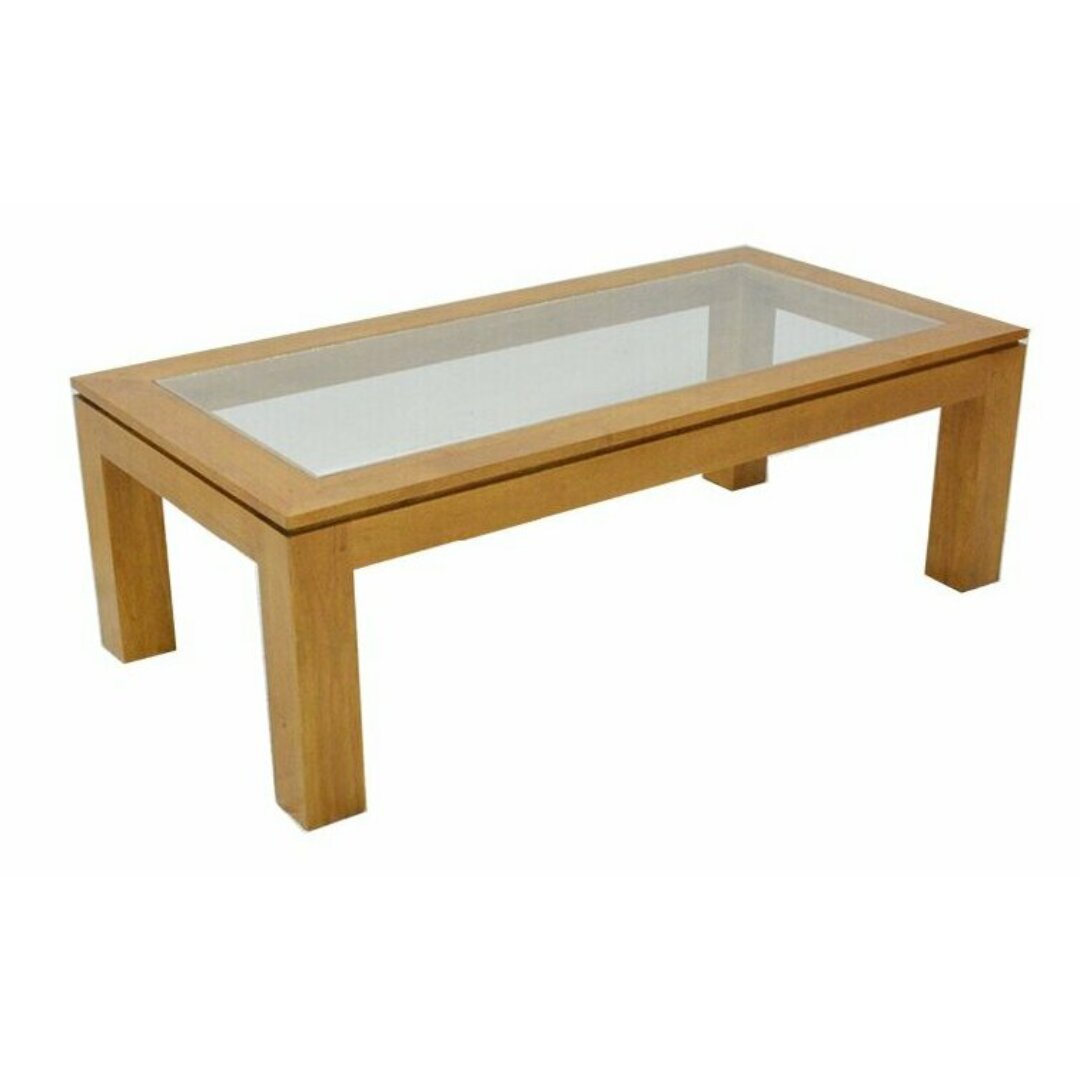 MD8611 Low Table, Solid wood coffee table with glass top, 120 cm
