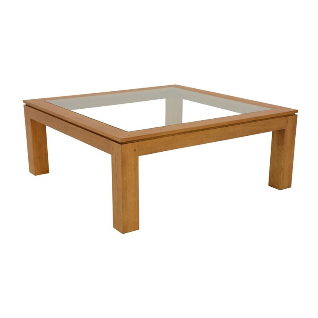 MD8612 Low Table, Solid wood coffee table with glass top, square shape