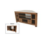 MD8636 Corner TV Unit with 2 Drawers, Solid wood corner TV stand with 2 drawers