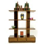 MD8640 Bookshelf 3 Drawers, Solid wood bookshelf, 172 cm high, with 3 drawers