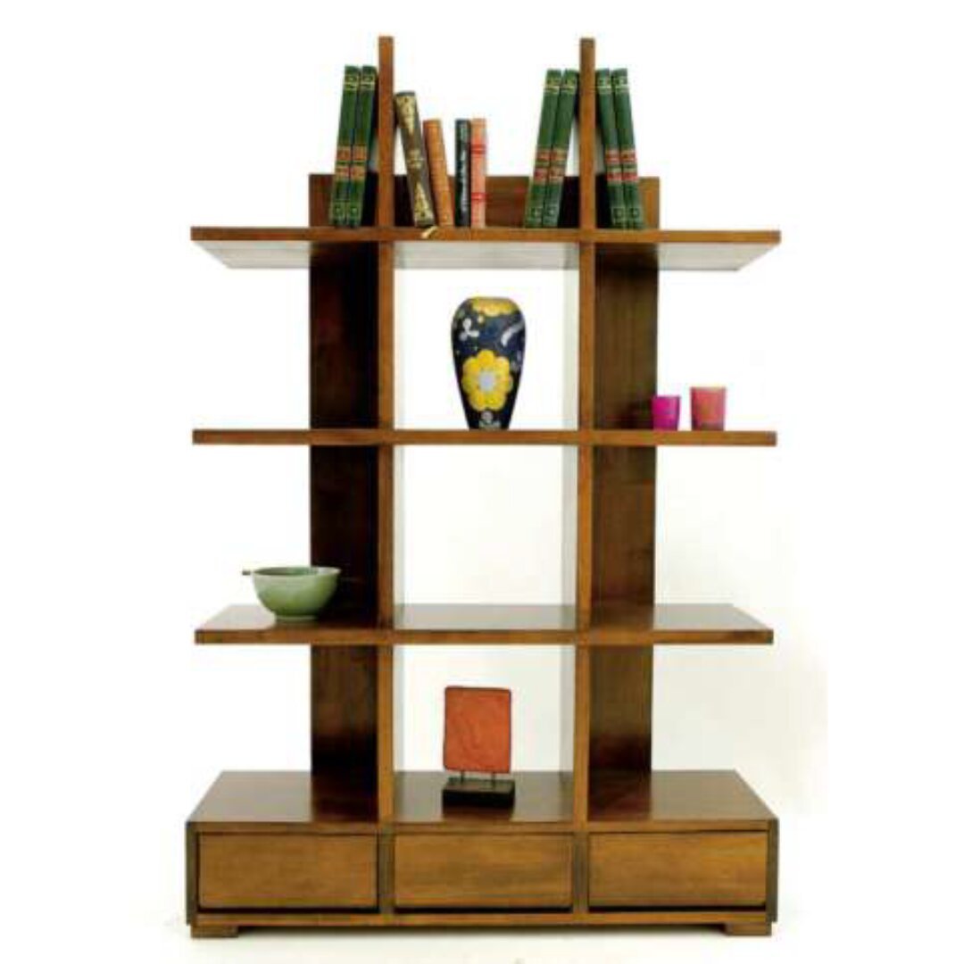 MD8640 Bookshelf 3 Drawers, Solid wood bookshelf, 172 cm high, with 3 drawers