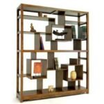MD8643 Double Sided Bookshelf, Solid wood bookshelf, usable on two sides, can be used as a room divider