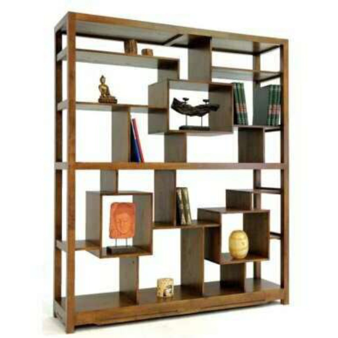 MD8643 Double Sided Bookshelf, Solid wood bookshelf, usable on two sides, can be used as a room divider