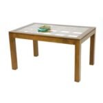 MD8652KD Rectangular Dining Table (KD), Solid wood dining table with glass top, rectangular shape
