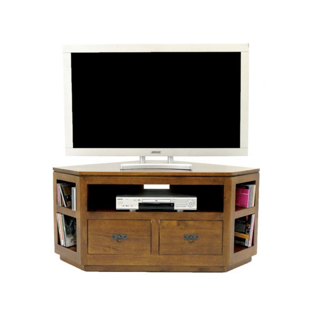 MD8654 TV Corner Cabinet, Solid wood TV corner cabinet with 2 drawers