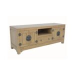 MD8673 TV Cabinet, 160 cm Solid Wood TV Cabinet in Chinese Style with 4 Doors and 1 Drawer