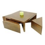 MD8674 Low Table Set with 4 Stools, Solid wood low table set with 4 stools