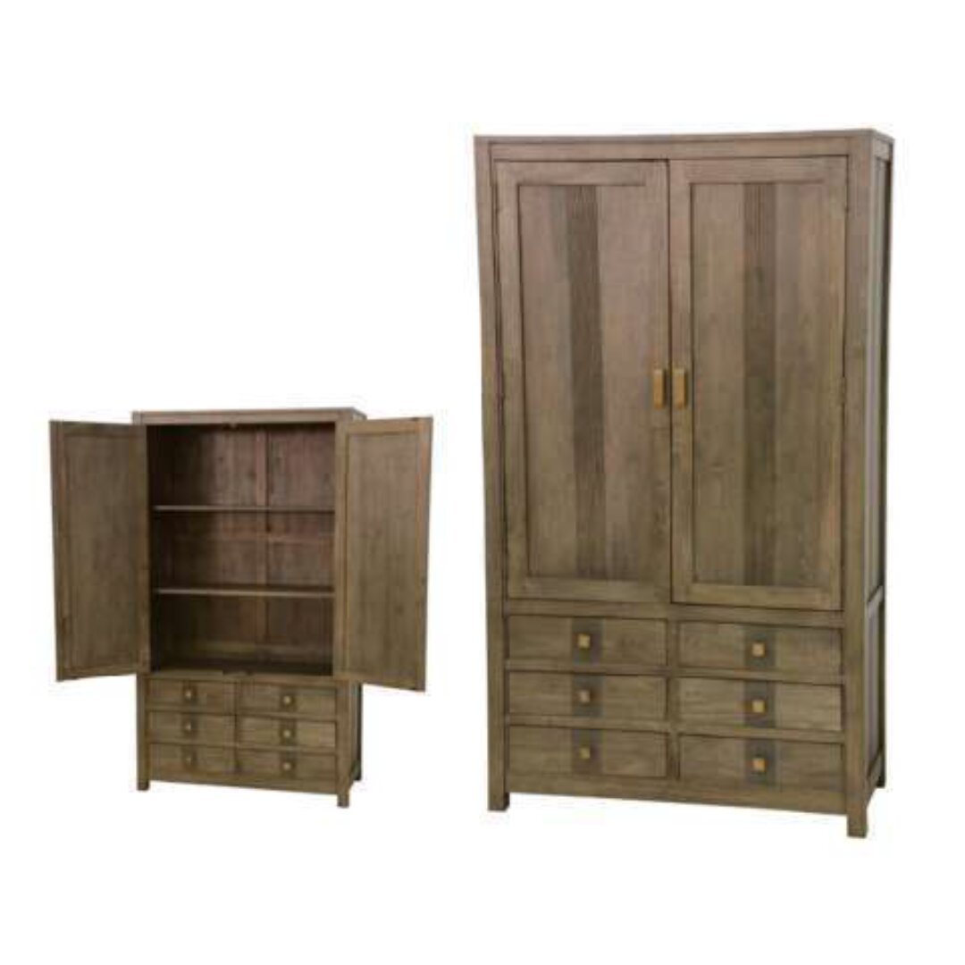 Wardrobe 2 Doors 6 Drawers MD8725, Solid wood wardrobe with drawers