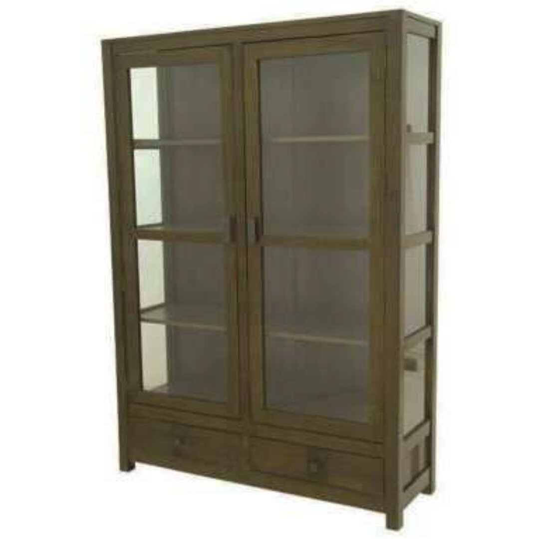 Glass Case 2 Doors 2 Drawers MD8729, Solid Wood Glass Display Case