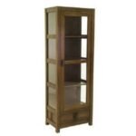 Glass Case 1 Door 1 Drawer MD8730, Solid Wood Glass Display Case