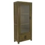 MD8735 Glass Display Cabinet, Solid wood display cabinet with glass doors and 1 drawer, luxurious design