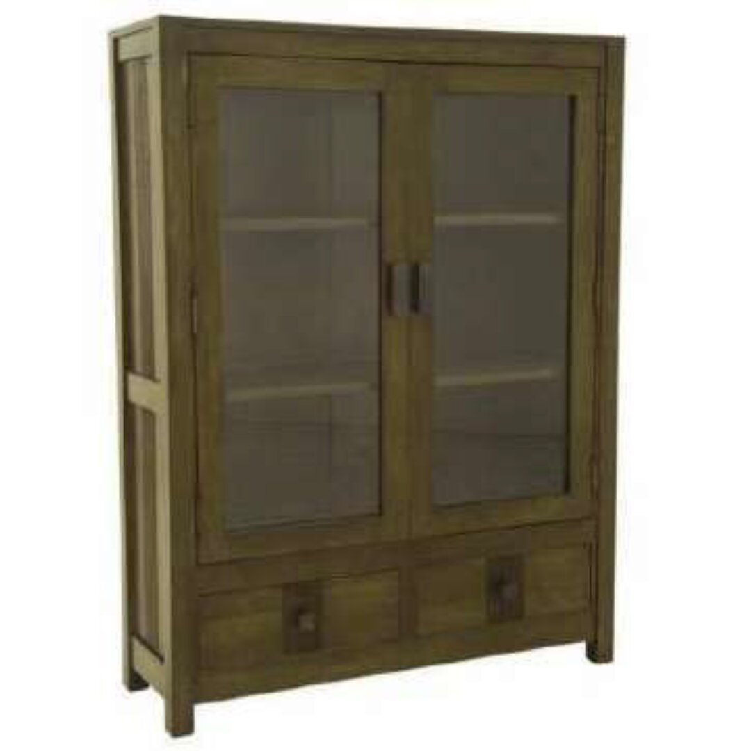 MD8736 Glass Display Cabinet, Solid wood display cabinet with 2 doors and 2 drawers, wide design