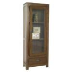 MD8737 Glass Display Cabinet, Hong Kong style solid wood display cabinet with glass door and 1 drawer