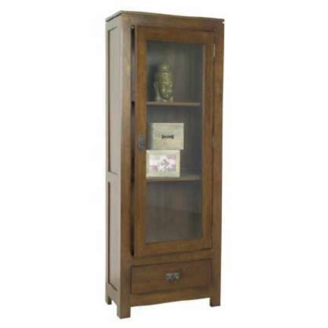 MD8737 Glass Display Cabinet, Hong Kong style solid wood display cabinet with glass door and 1 drawer