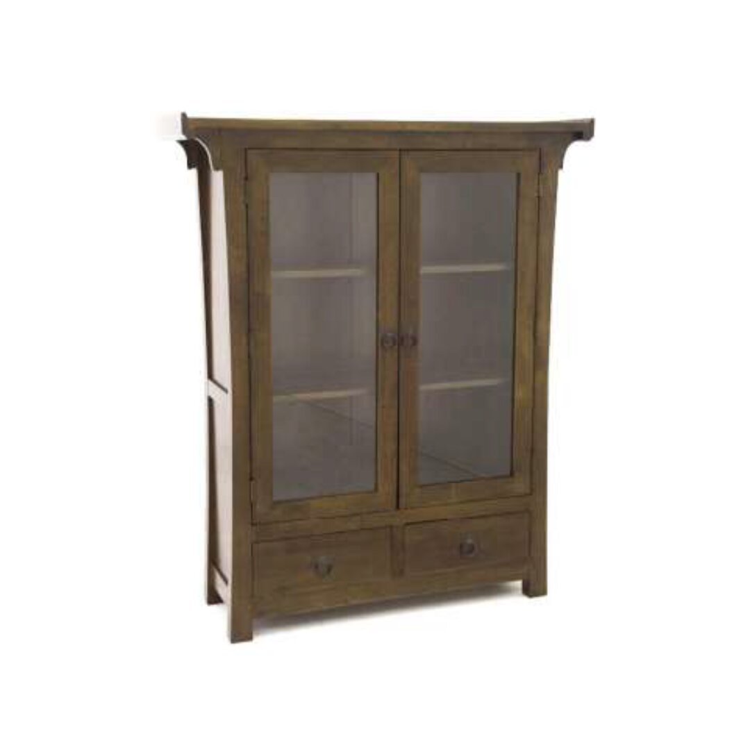 MD8740 Glass Display Cabinet, Shanchai style solid wood display cabinet with 2 doors and 2 drawers