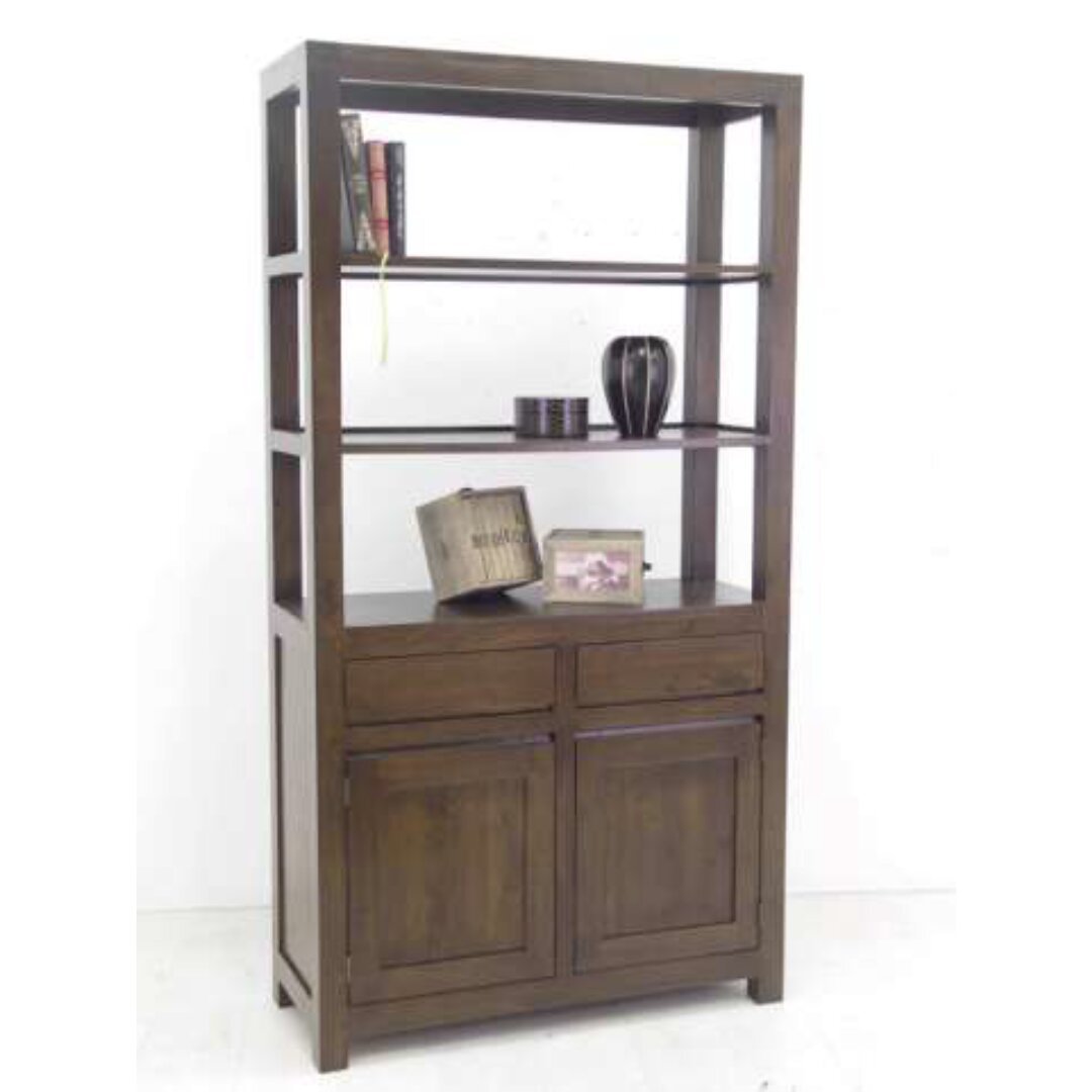 MD8766 Bookcase, Solid wood bookcase with 2 doors and 2 drawers, beautiful design