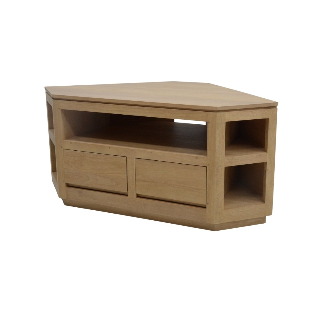 MD8774 TV Corner, Solid wood corner TV stand with 2 drawers