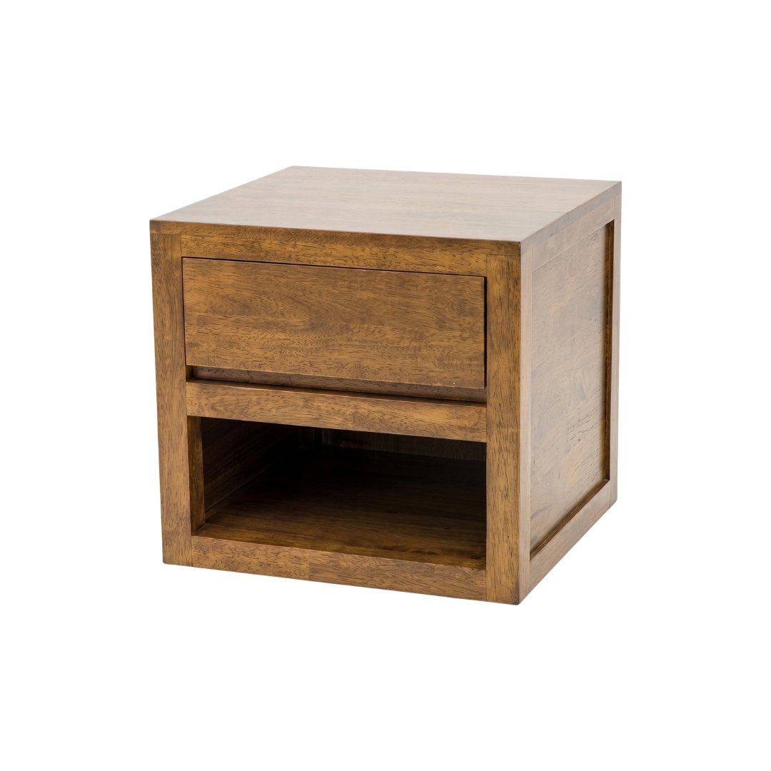 MD8783 Side Table, Solid wood bedside table/sofa side shelf with 1 drawer, Scandinavian design
