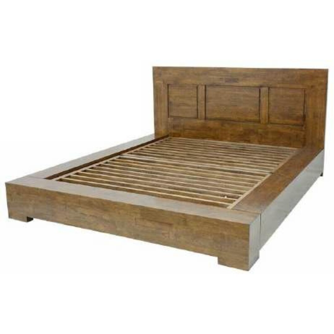 MD8785 Bed Frame, Solid wood bed frame with Scandinavian design, for mattresses up to 160 cm