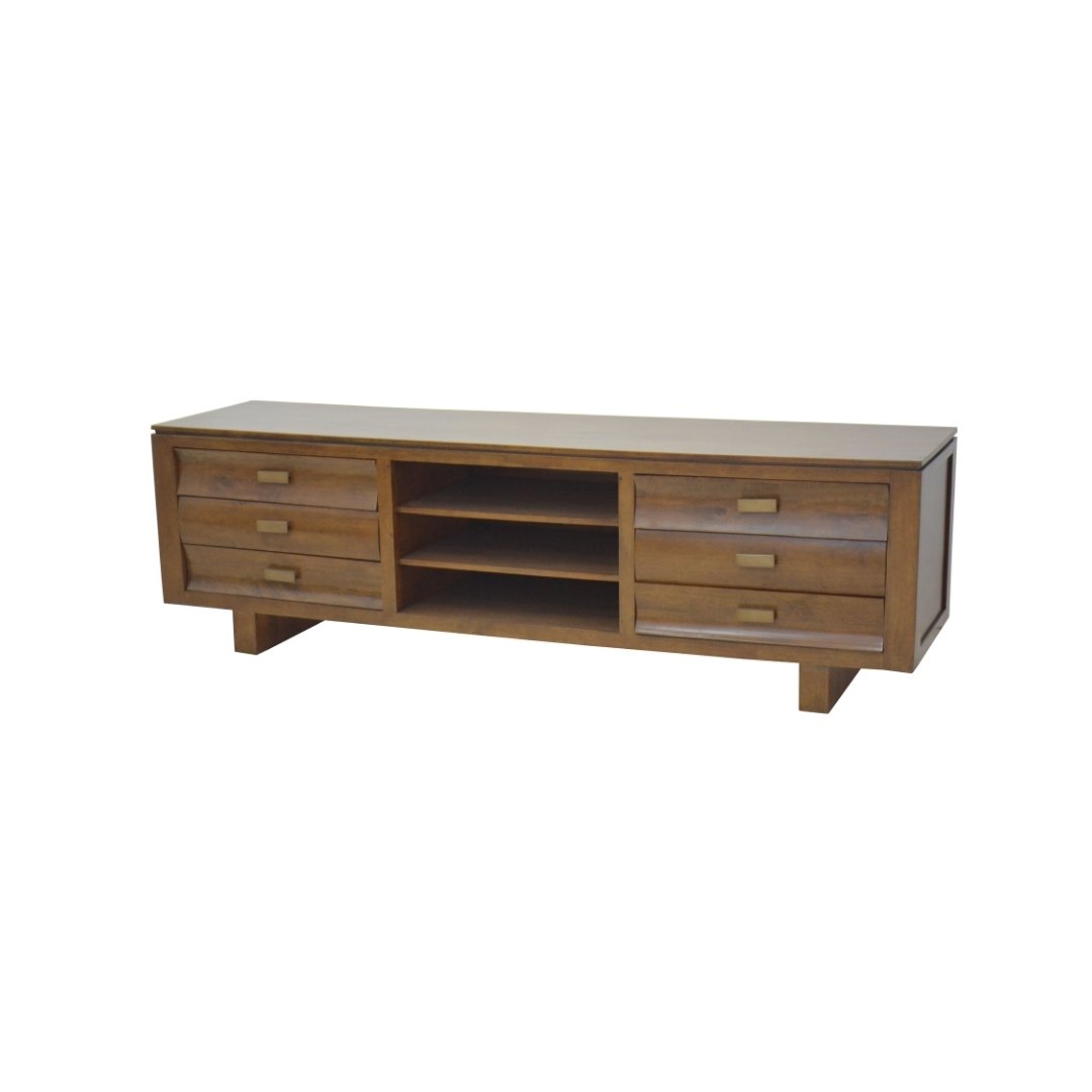 MD8801 TV Cabinet, Large, solid wood TV stand with 6 drawers, 200 cm