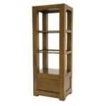 MD8811 High Cabinet/Column, Tall display cabinet made of solid wood with 1 drawer, Scandinavian design