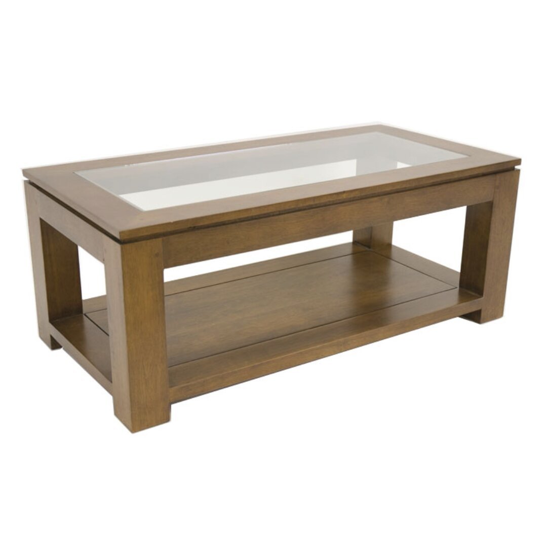 MD8820 Low Table, Solid wood coffee table with glass top, modern design