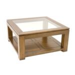 MD8821 Low Table, Square coffee table, solid wood with glass top