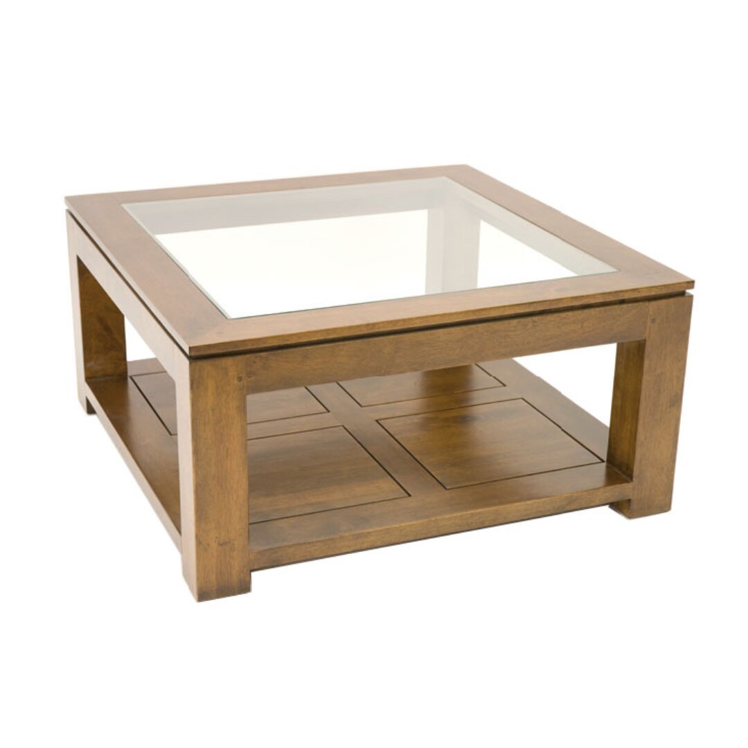 MD8821 Low Table, Square coffee table, solid wood with glass top