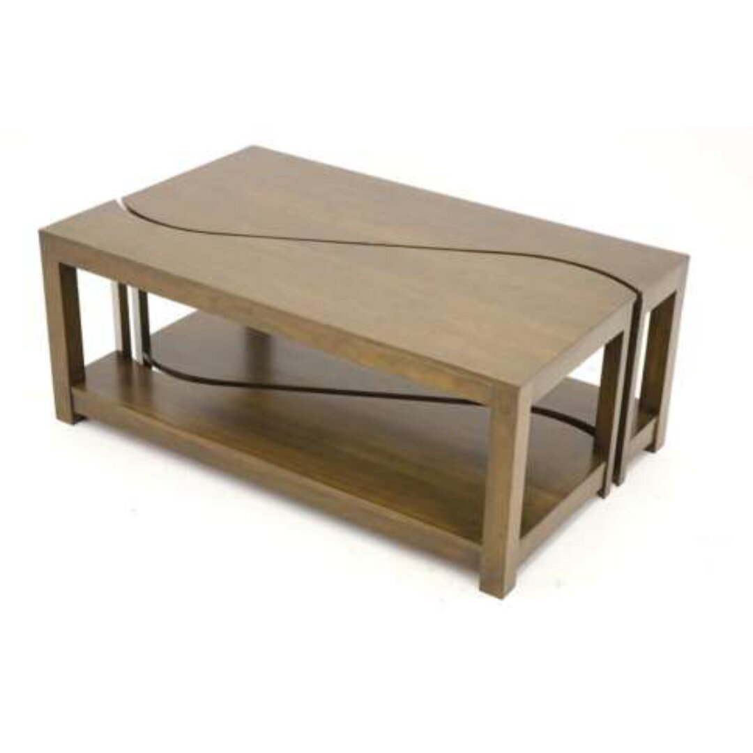 MD8822 Set of 2 Low Tables, A set of two solid wood coffee tables with a curved design