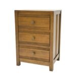 MD8838 Bedside Table, Tall, solid wood bedside table with 3 drawers