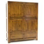 MD8841 Cupboard, Solid wood storage cabinet with 4 doors and 2 drawers