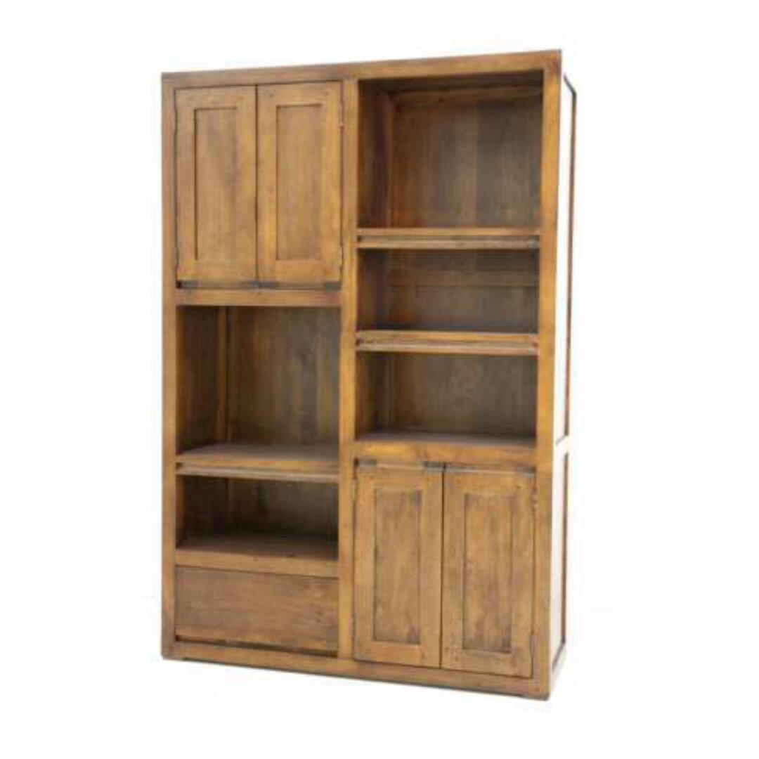 MD8842 Bookshelf, Solid wood bookshelf with 4 doors and 1 drawer