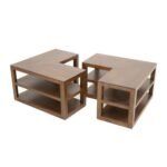 MD8874 Low Table Set, A set of two solid wood low tables with a curved, modern design