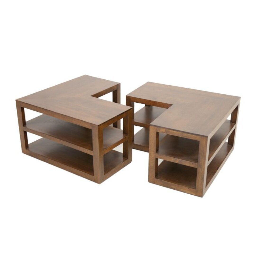 MD8874 Low Table Set, A set of two solid wood low tables with a curved, modern design